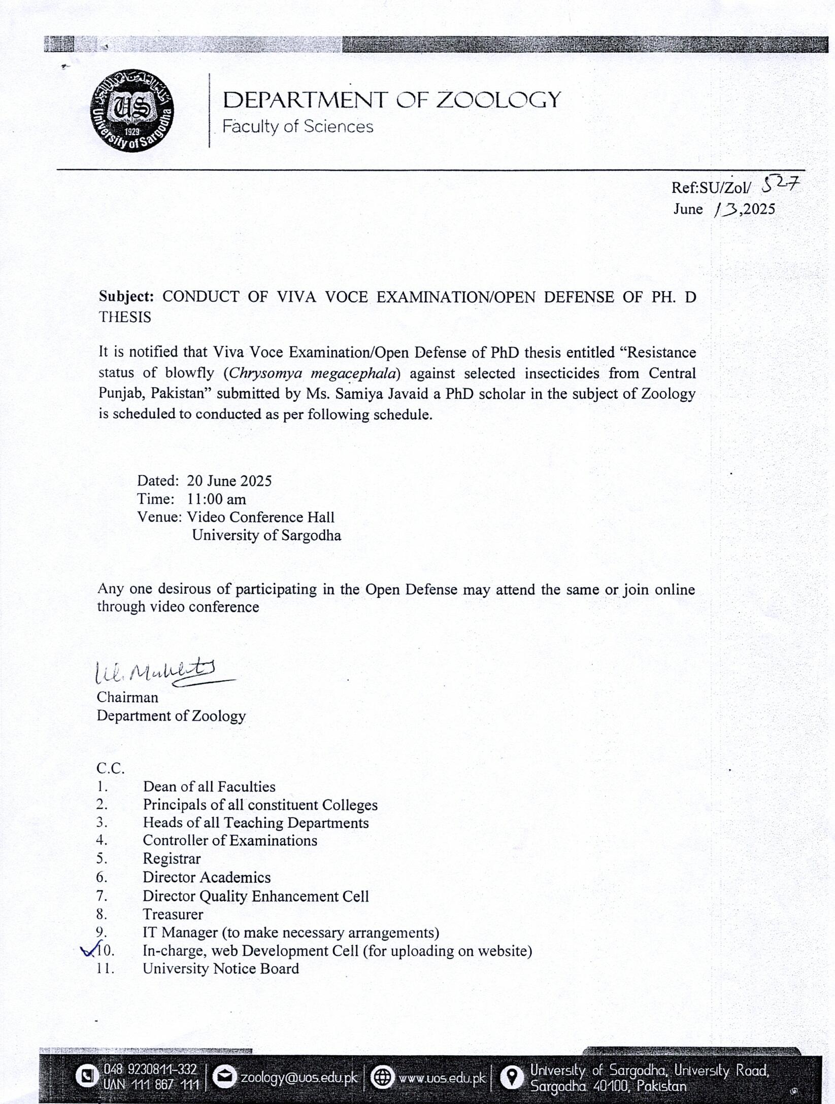 Conduct of Viva Voce Examination / Open Defence of PhD Thesis