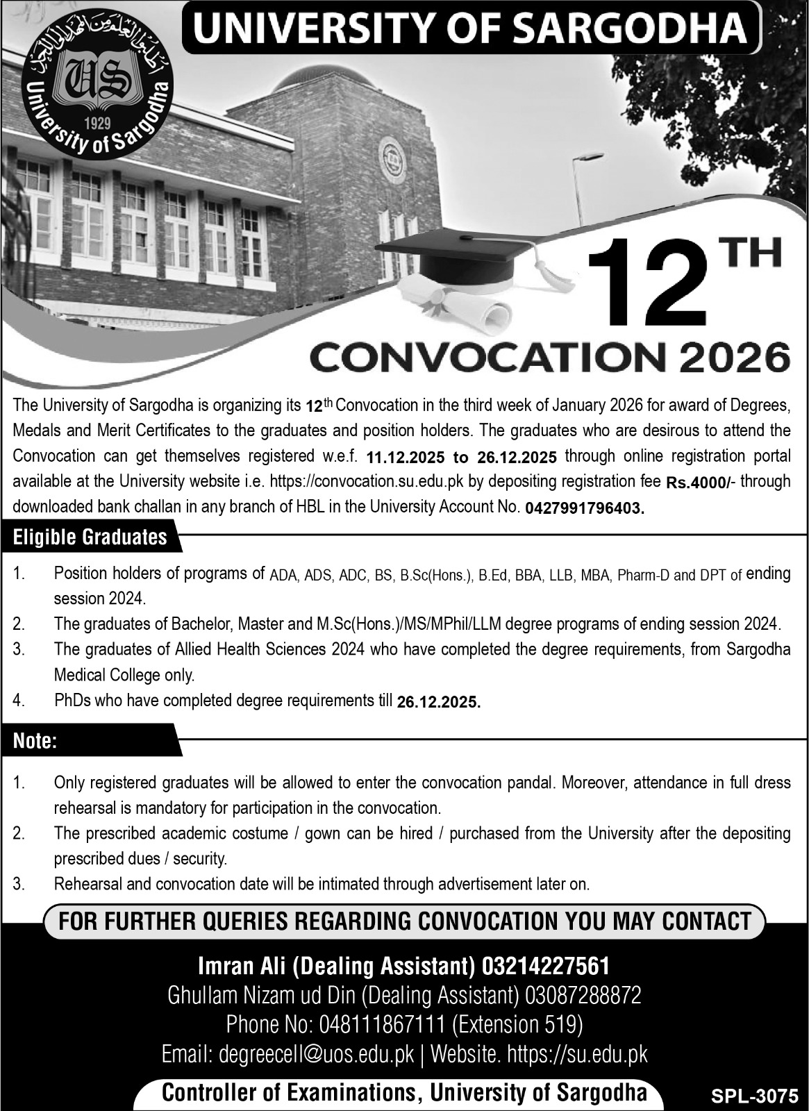Registration for 12th Convocation 2026